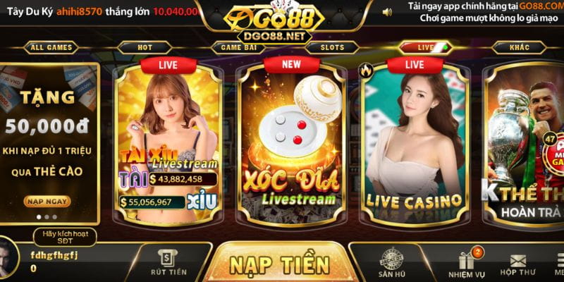 Go 88 Thế giới đa dạng casino đầy màu sắc tại Go 88